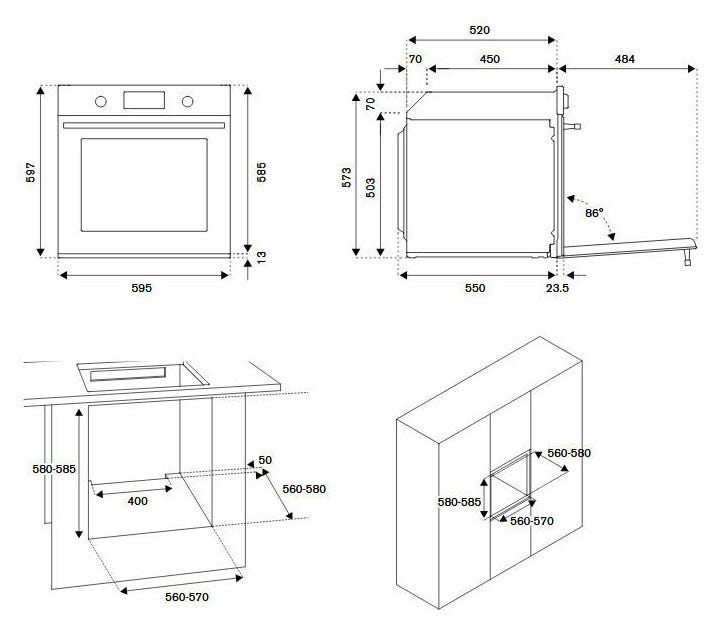 La Germania F609LAGEKXT Futura Forno elettrico da incasso cm. 60 - inox e vetro stopsol