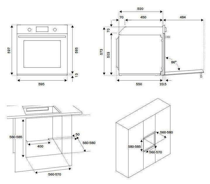 La Germania F609LAGESXT Futura Forno elettrico da incasso cm. 60 - vetro stopsol e acciaio inox