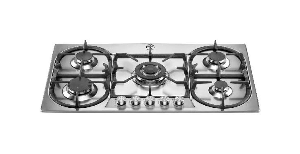 La Germania P9101D9X/19 Futura Piano cottura a gas 90 cm, 5 fuochi, tripla corona 3,5 kW, acciaio inox stampato, griglie ghisa, manopole metallo finitura Milleluci, accensione integrata