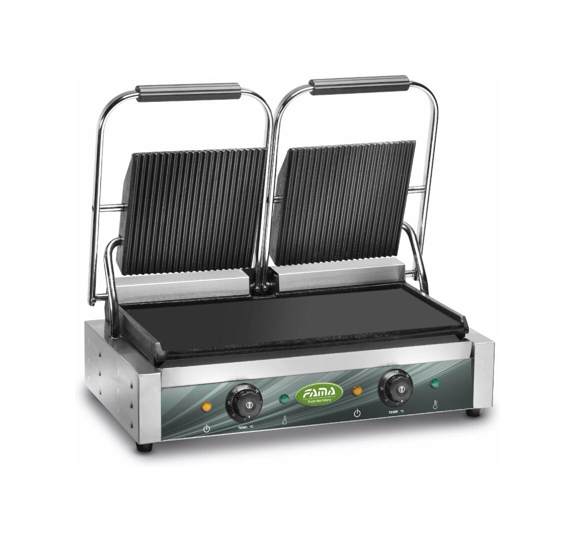 Fama FPCG50R Grill Eco Piastra in ghisa doppia - inox