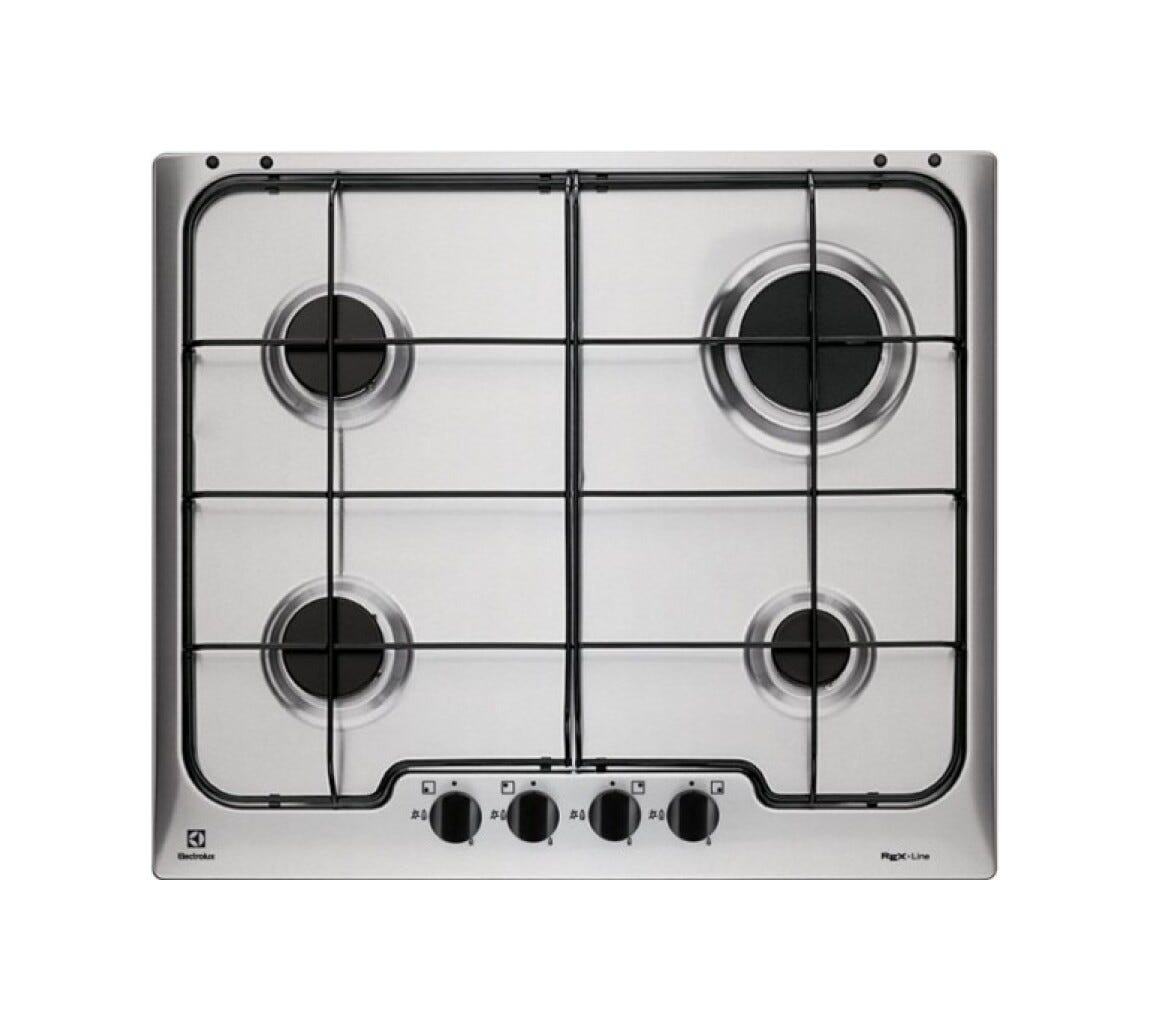 Electrolux RGG6242OOX 300 Piano cottura a gas 60 cm, 4 fuochi, Fiamma Pura, Sicurgas, inox antimpronta