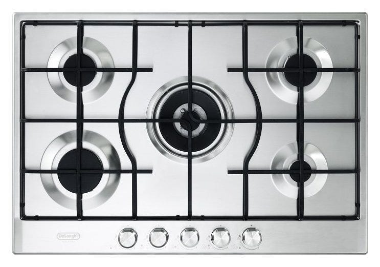 De Longhi SLF575LX Slim Lite Piano cottura a gas 5 fuochi cm. 75 - inox
