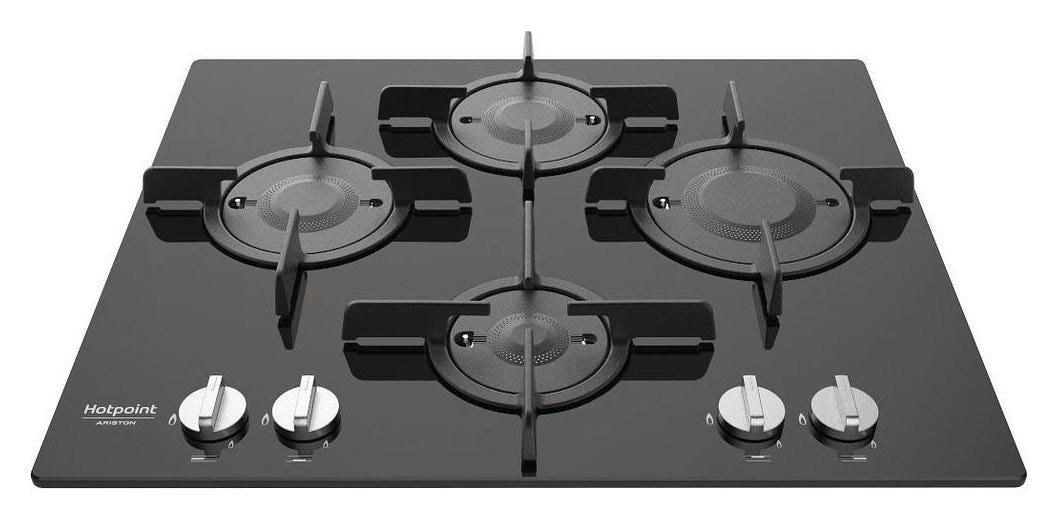 Hotpoint Ariston FTGHG 641 D/HA(BK) Piano cottura incasso a gas cm 60 - vetro nero