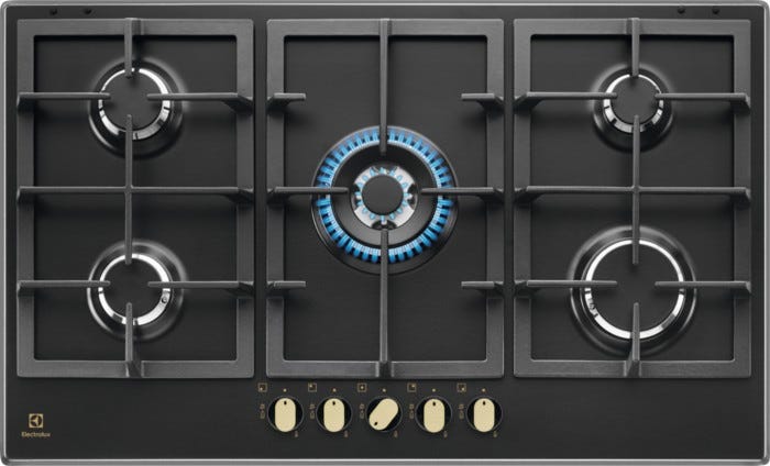 Electrolux KGS9536RN Pro-Slim Profile 2.0 Piano cottura a gas cm. 90 - Matte nero opaco