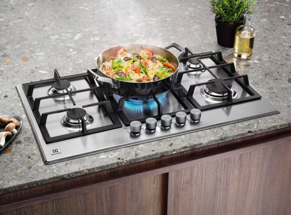 Electrolux KGS9536SX Slim line Piano cottura a gas 85,7 cm, 5 zone, SpeedBurner, Powerful Burner, inox