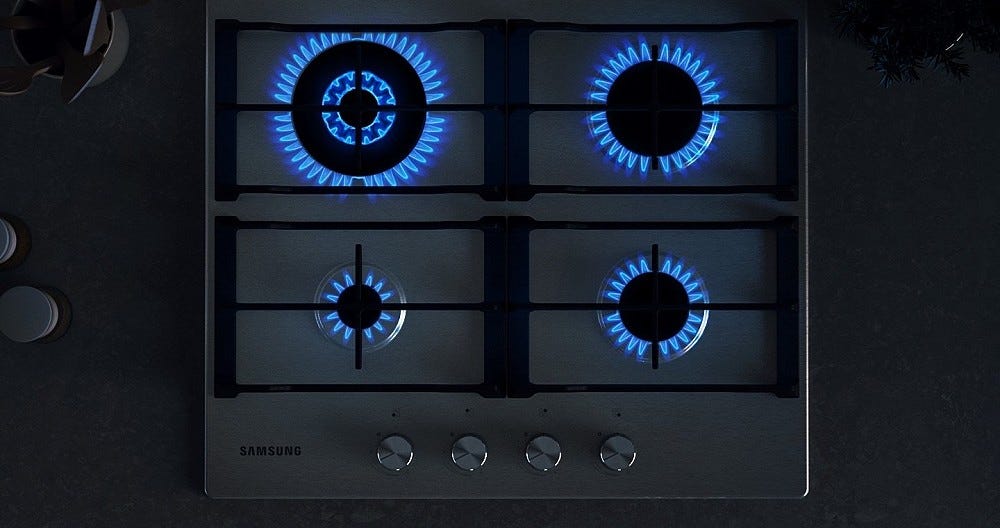 Samsung NA64H3030AS Piano cottura a gas cm. 60 - inox griglie in ghisa