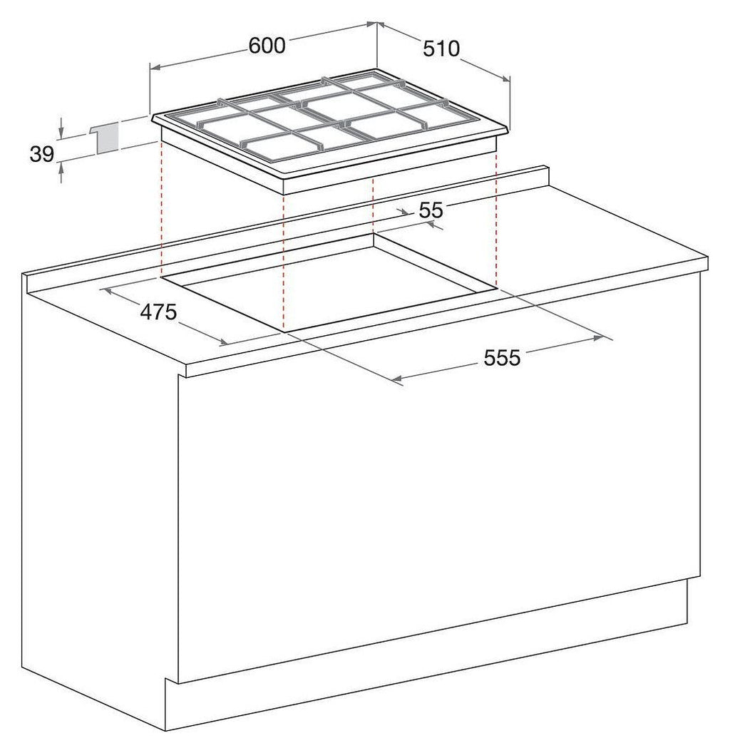 Hotpoint Ariston PCN 641 T/IX/HAR Piano cottura a gas da incasso cm 59 - inox