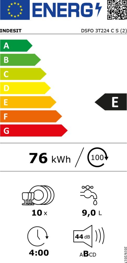 Indesit DSFO3T224CSID Lavastoviglie a libera installazione cm. 45 - coperti 10 - inox