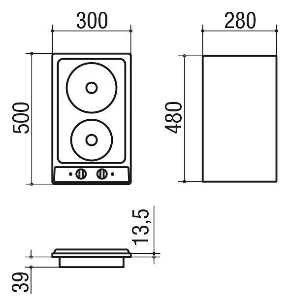 Jollynox 1PVG2E Vega Domino Piano cottura elettrico cm. 30 - inox