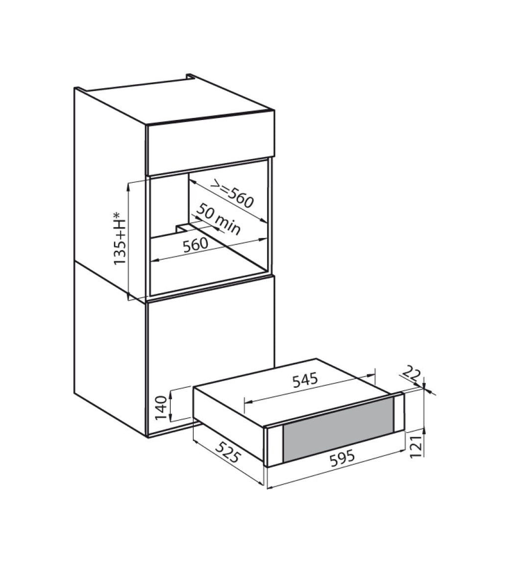 Foster 7138 001 S4001 Cassetto scaldavivande cm 60 - inox/vetro nero
