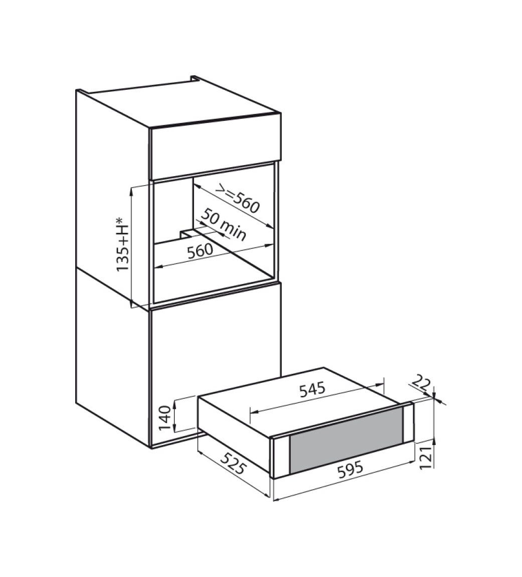 Foster 7138 001 S4001 Cassetto scaldavivande cm 60 - inox/vetro nero