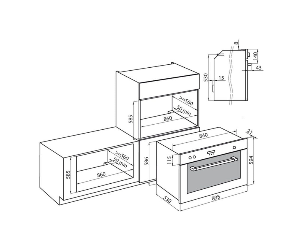 Foster 7193 047 KE 90 Forno a gas ventilato da incasso cm 90 - vetro / acciaio spazzolato anti-touch