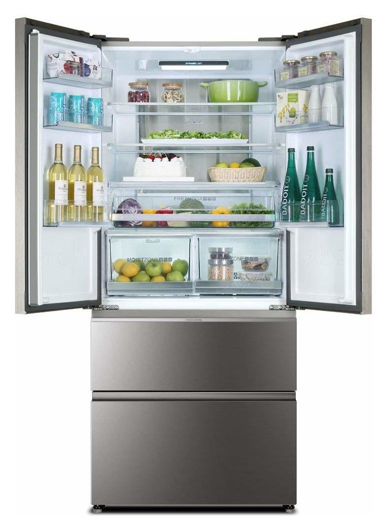 Haier HB18FGSAAA Frigorifero con congelatore a libera installazione cm. 83 h. 190 508 l - inox