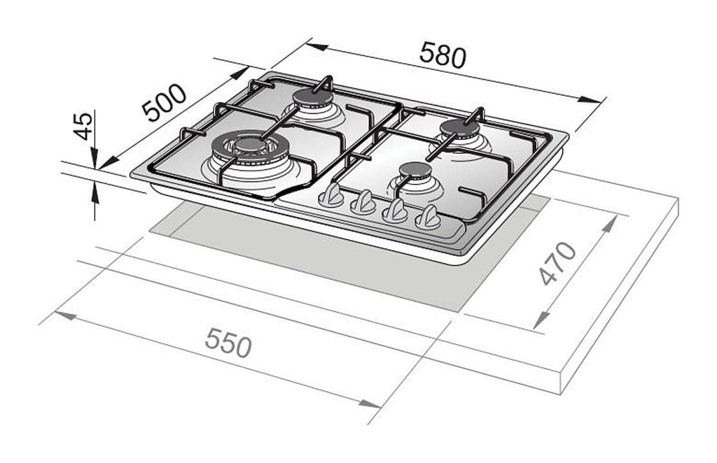 De Longhi DFI46ASDV Design Piano cottura a gas cm 58 - inox