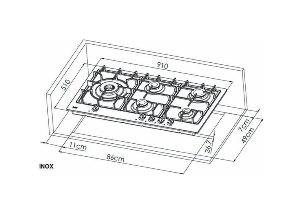 Beko HIML95225SXE Piano cottura a gas 90 cm - acciaio inox