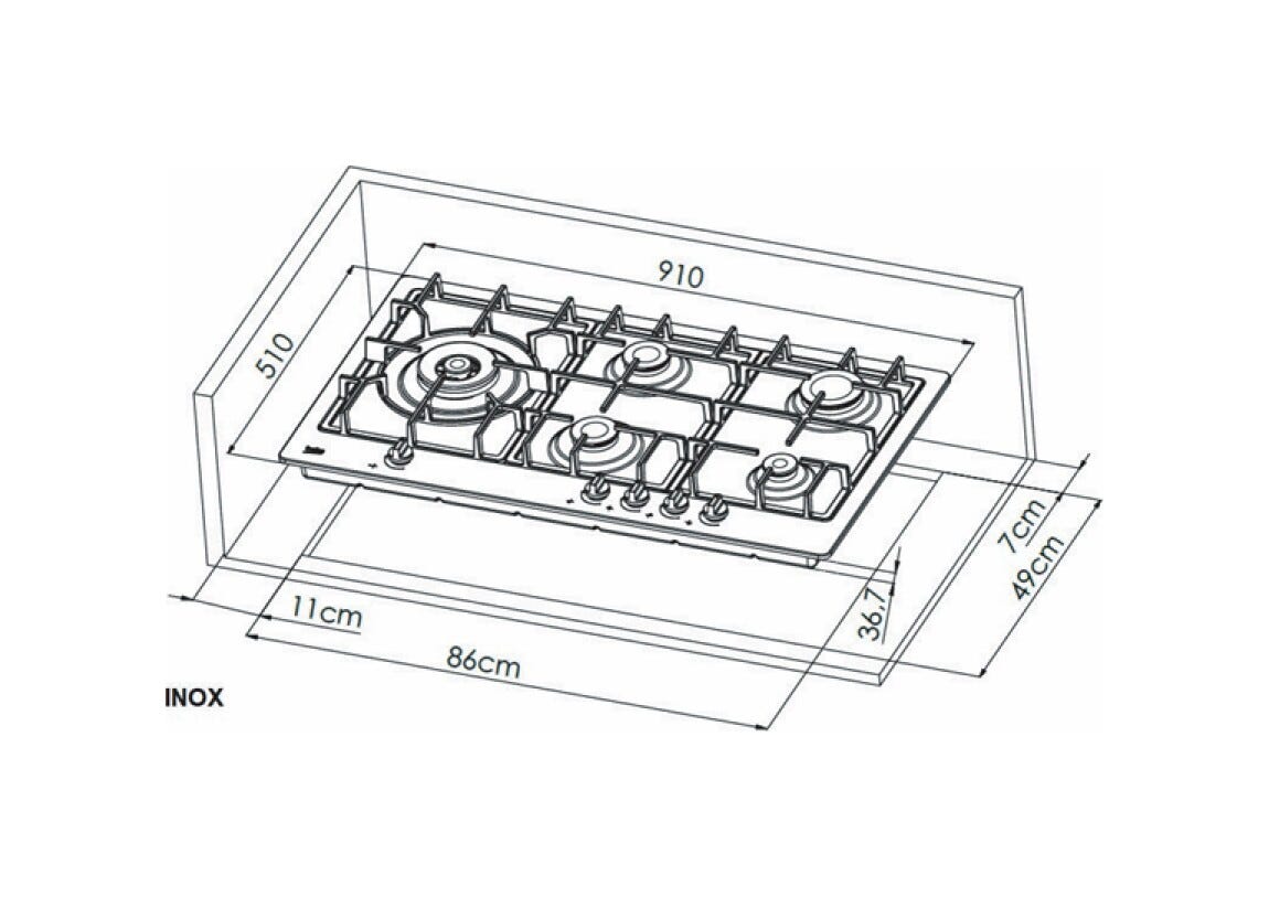 Beko HIML95225SXE Piano cottura a gas 90 cm - acciaio inox