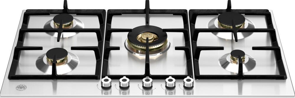 Bertazzoni P905CPROX Professional Piano cottura a gas 90 cm, 5 fuochi, doppio wok 5 kW, acciaio inox