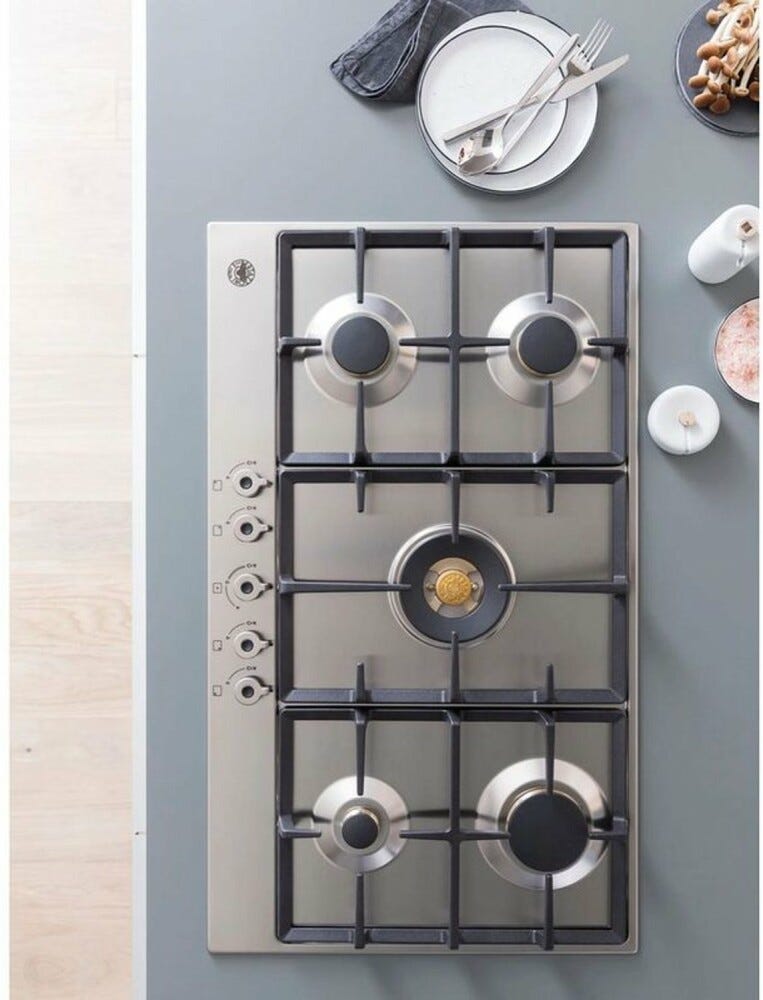 Bertazzoni P905CPROX Professional Piano cottura a gas 90 cm, 5 fuochi, doppio wok 5 kW, acciaio inox