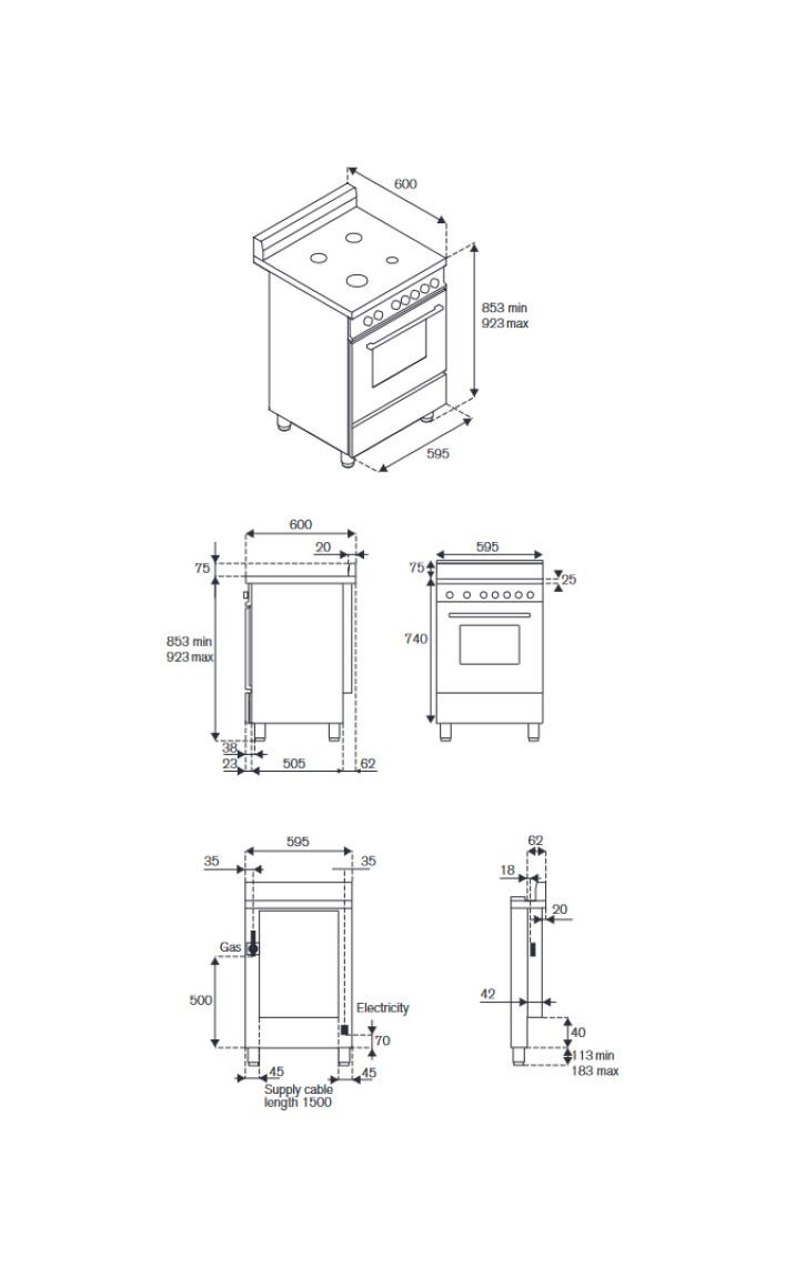La Germania AMN664ECRV/24 Americana Cucina cm. 60 crema 4 fuochi a gas - forno singolo elettrico