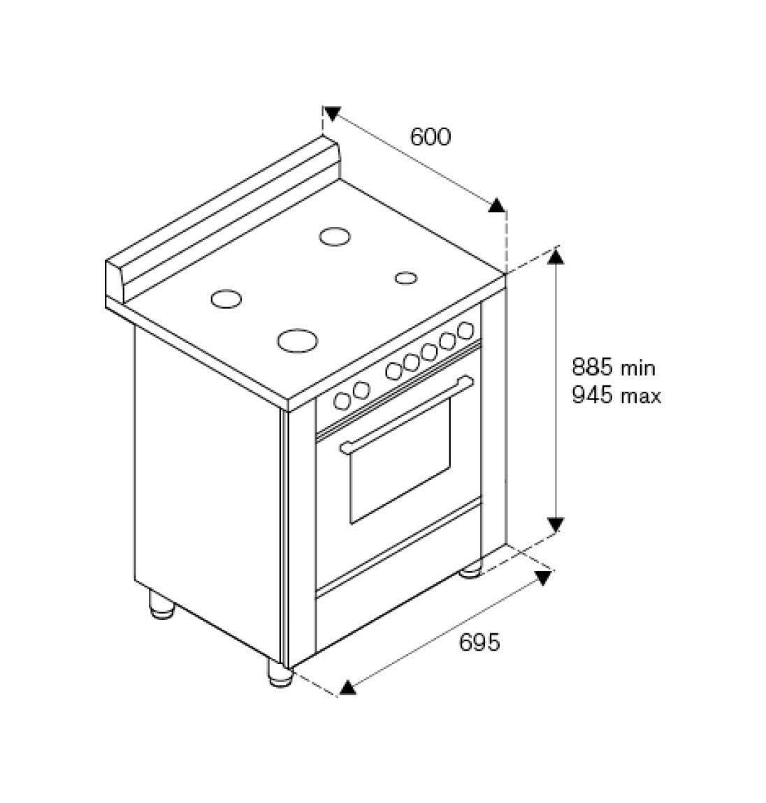 La Germania AMN765EXT Americana Cucina cm. 70 inox 5 fuochi a gas - forno singolo elettrico