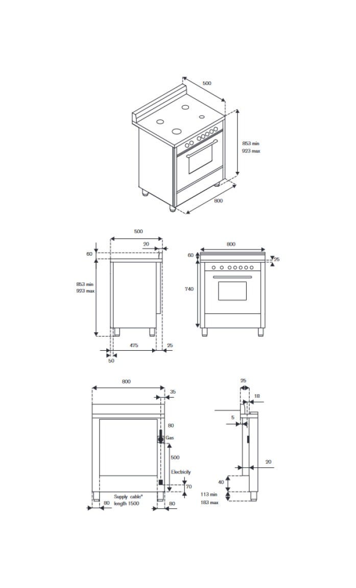 La Germania AMN855EBV/24 Americana Cucina cm. 80 bianco 5 fuochi a gas - forno singolo elettrico