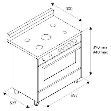 La Germania AMN965GBV/24 Americana Cucina cm. 90 bianco 5 fuochi a gas - forno singolo a gas