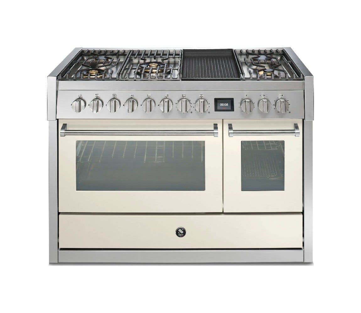 Steel GENESI 120 GQ12SF GENESI 120 Cucina da accosto 120 cm, forno combi-steam INNVENT 91 lt, acciaio inox AISI 304, 5 configurazioni piano cottura