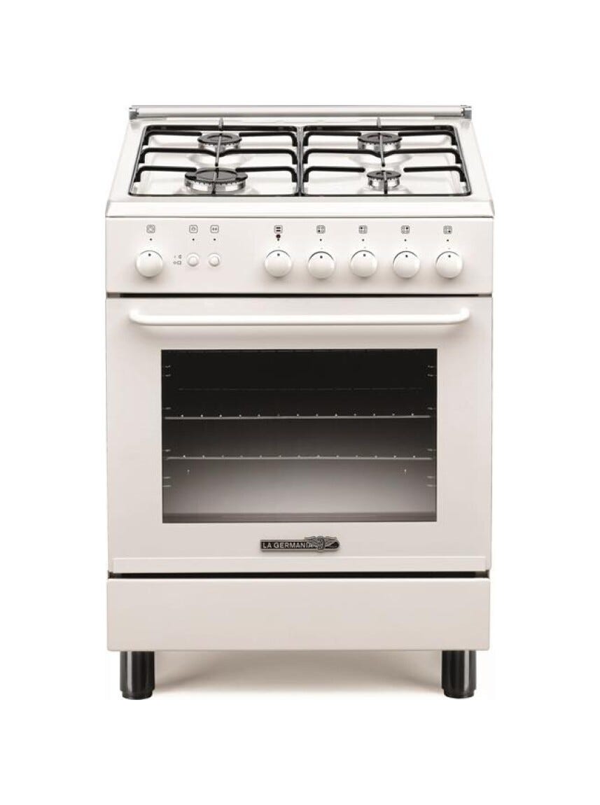 La Germania S64021W/19 Cucina cm. 60 bianco 4 fuochi a gas - forno singolo a gas