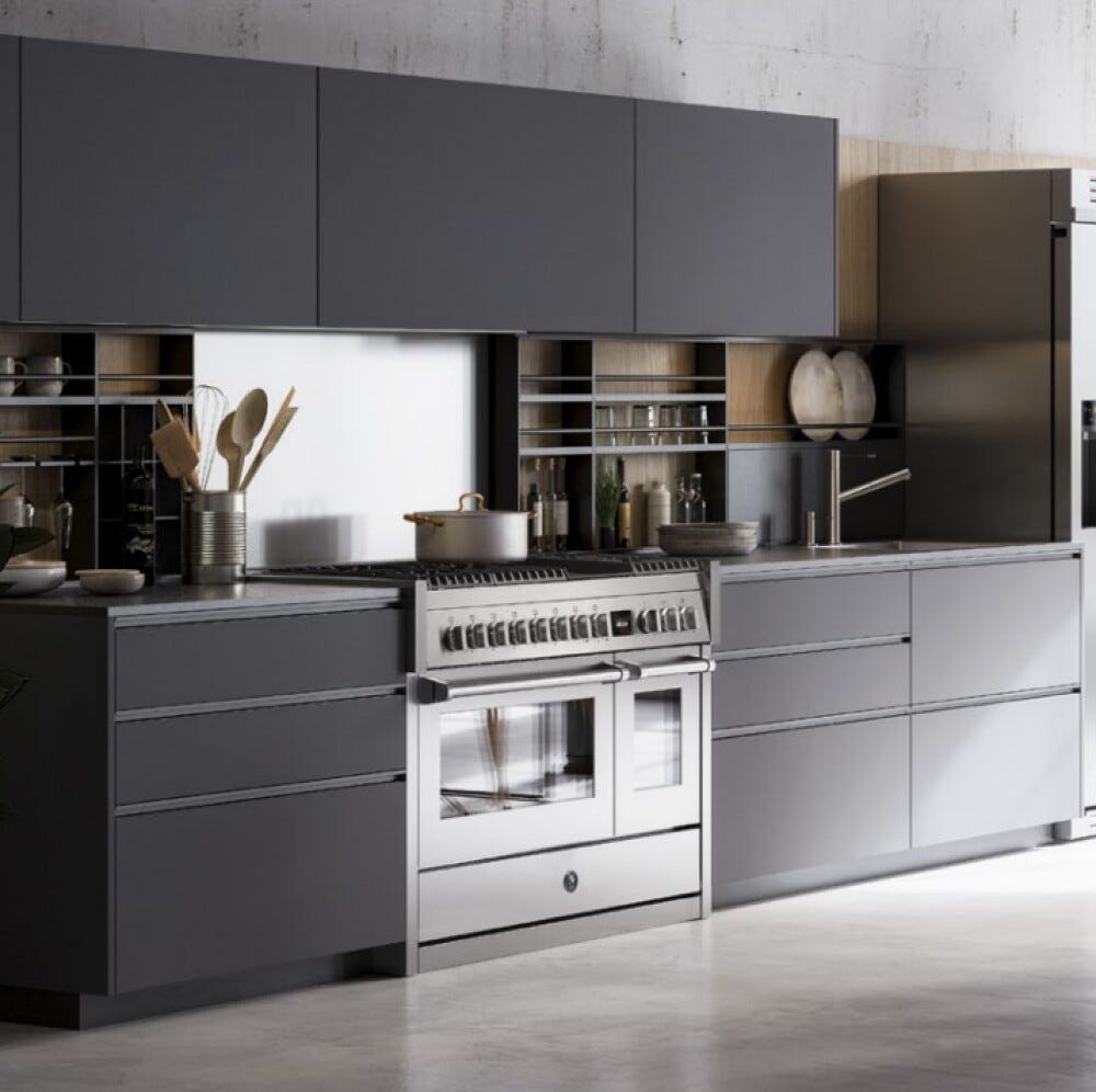 Steel Genesi 100 GQ10SF Genesi 100 Cucina da accosto, 100 cm inox, 2 forni elettrici, 5 combinazioni piano cottura