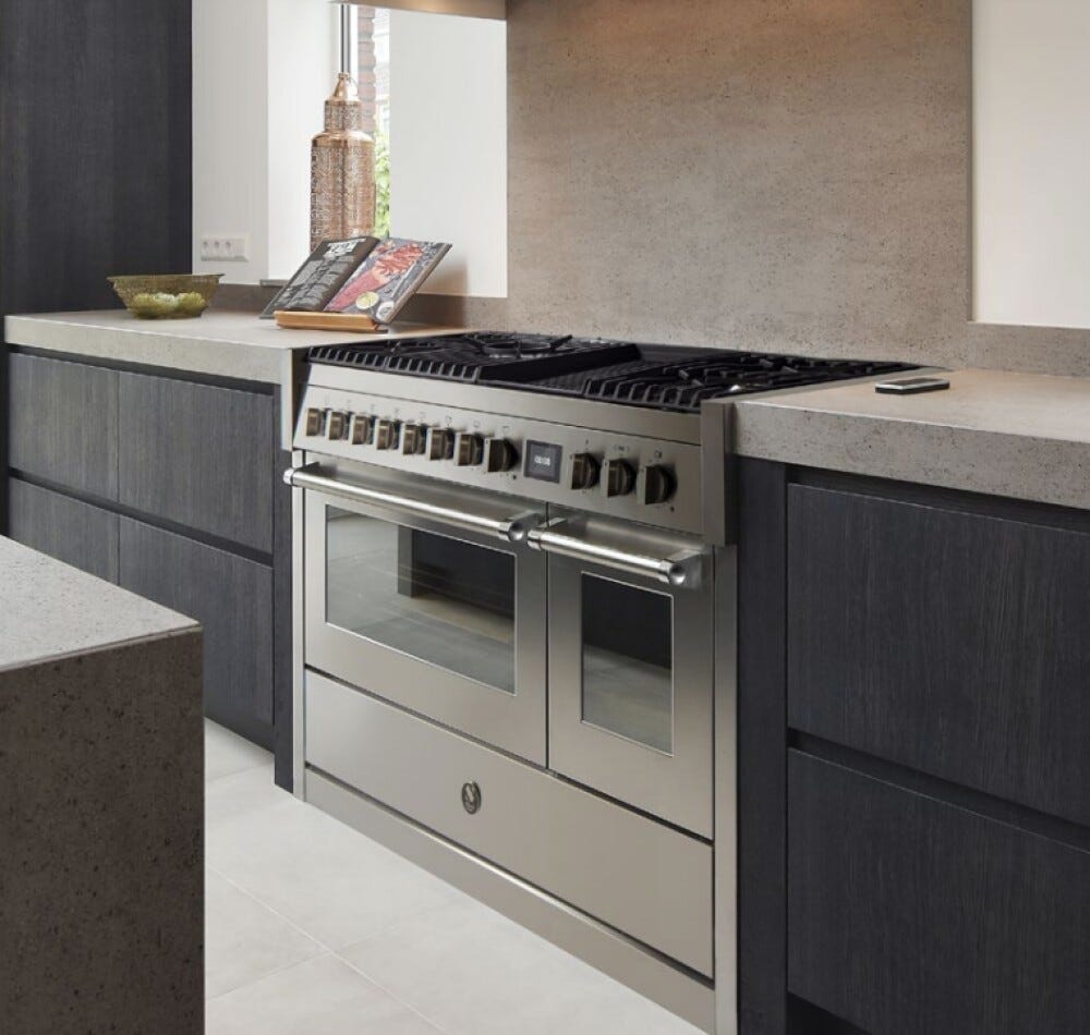 Steel Genesi 100 GQ10SF Genesi 100 Cucina da accosto, 100 cm inox, 2 forni elettrici, 5 combinazioni piano cottura