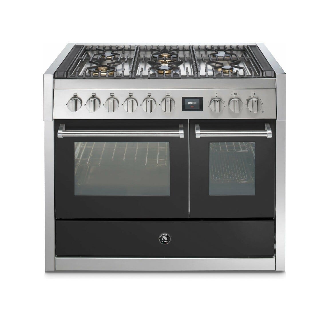 Steel Genesi 100 GQ10SF Genesi 100 Cucina da accosto, 100 cm inox, 2 forni elettrici, 5 combinazioni piano cottura