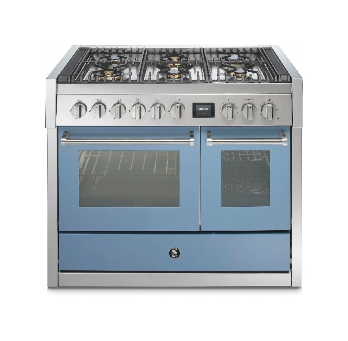 Steel Genesi 100 GQ10SF Genesi 100 Cucina da accosto, 100 cm inox, 2 forni elettrici, 5 combinazioni piano cottura