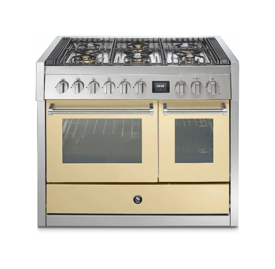 Steel Genesi 100 GQ10SF Genesi 100 Cucina da accosto, 100 cm inox, 2 forni elettrici, 5 combinazioni piano cottura