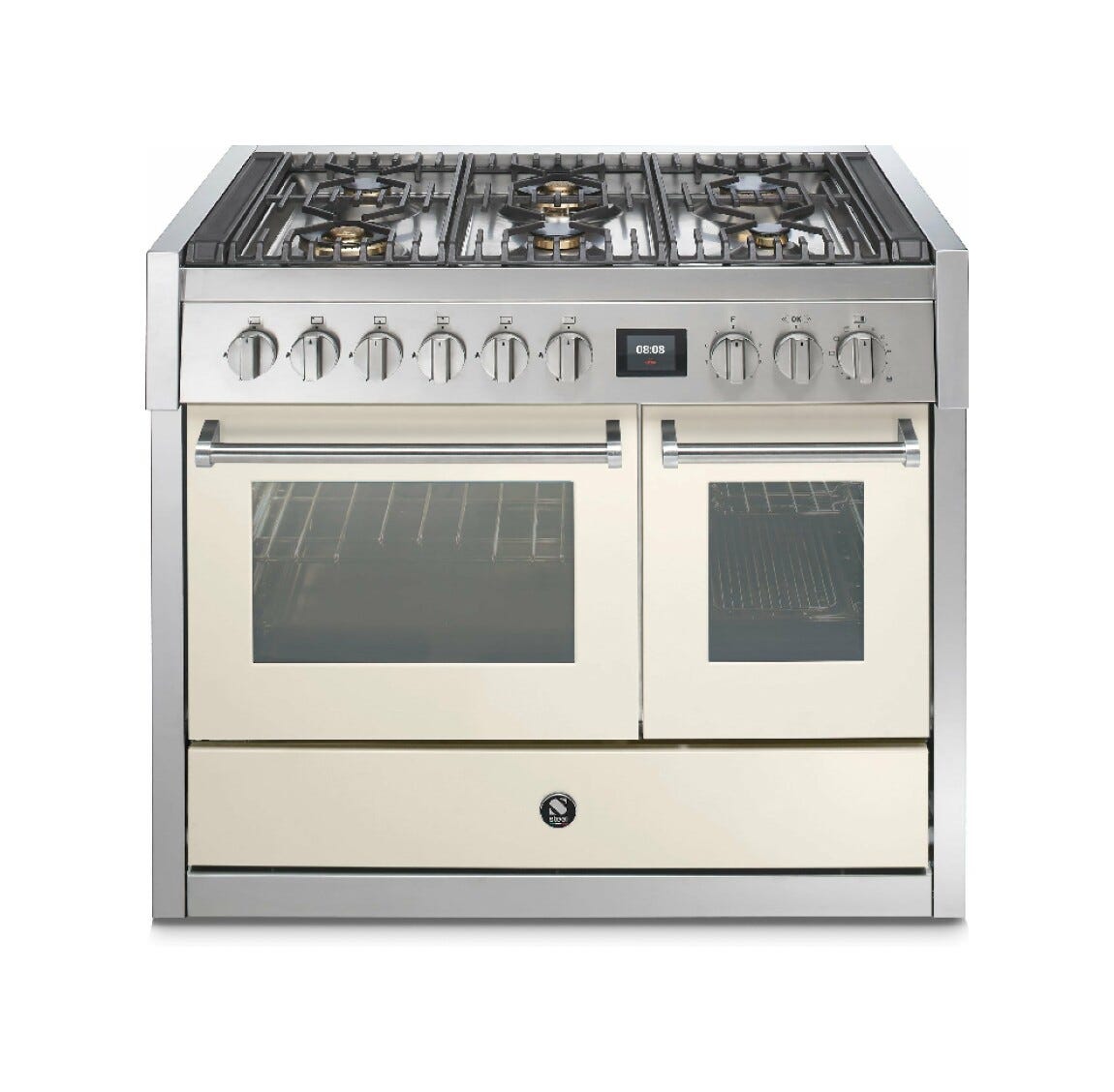Steel Genesi 100 GQ10SF Genesi 100 Cucina da accosto, 100 cm inox, 2 forni elettrici, 5 combinazioni piano cottura