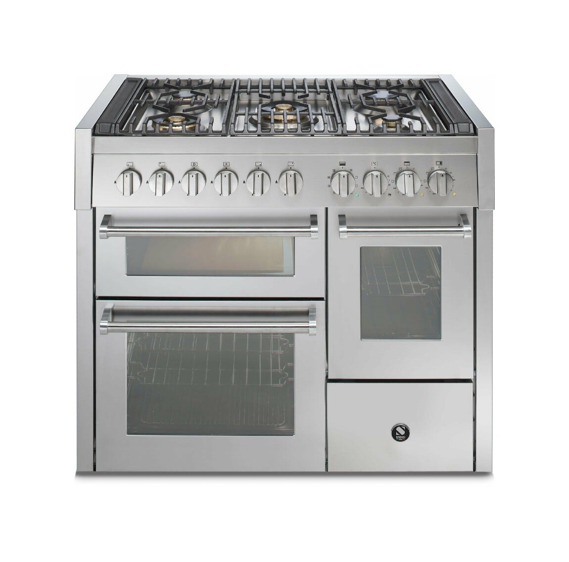 Steel Genesi 100/3 GQ10SFF Genesi 100-3 Cucina da accosto 100 cm, triplo forno elettrico, acciaio inox AISI 304, 5 combinazioni piano cottura
