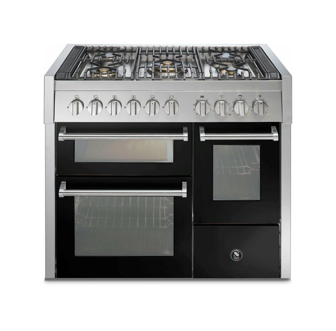 Steel Genesi 100/3 GQ10SFF Genesi 100-3 Cucina da accosto 100 cm, triplo forno elettrico, acciaio inox AISI 304, 5 combinazioni piano cottura