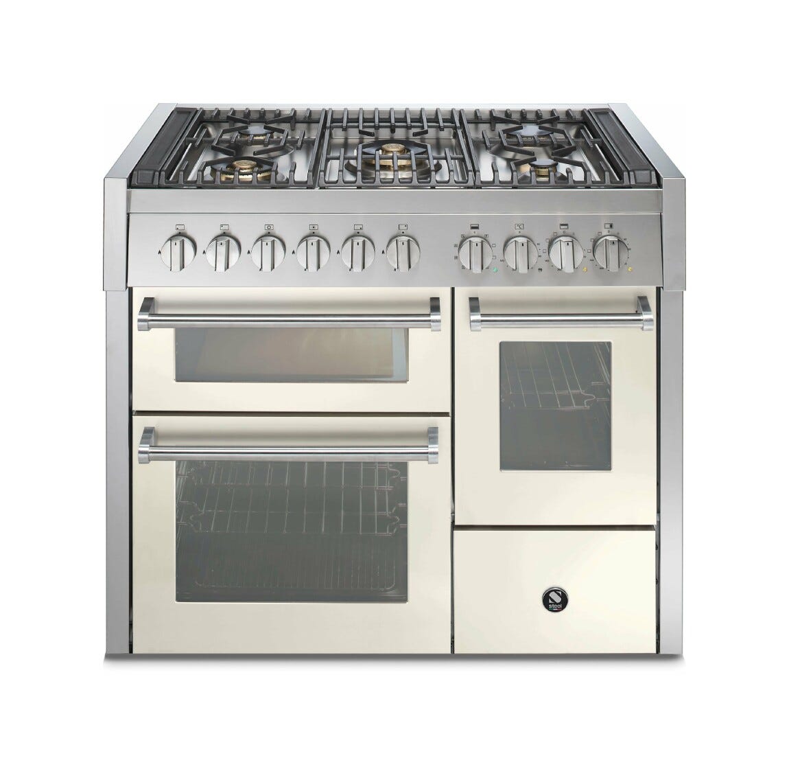 Steel Genesi 100/3 GQ10SFF Genesi 100-3 Cucina da accosto 100 cm, triplo forno elettrico, acciaio inox AISI 304, 5 combinazioni piano cottura