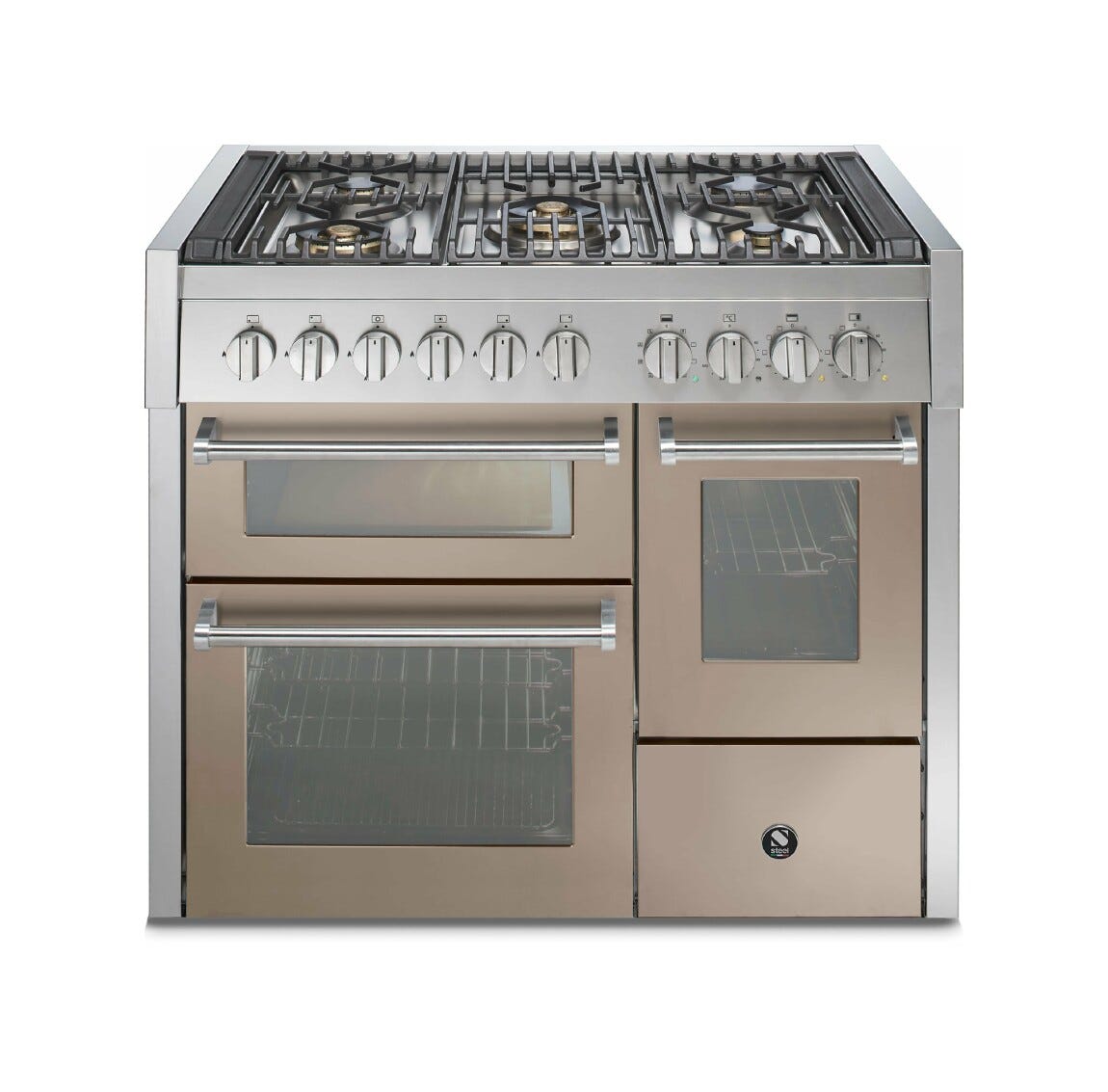 Steel Genesi 100/3 GQ10SFF Genesi 100-3 Cucina da accosto 100 cm, triplo forno elettrico, acciaio inox AISI 304, 5 combinazioni piano cottura