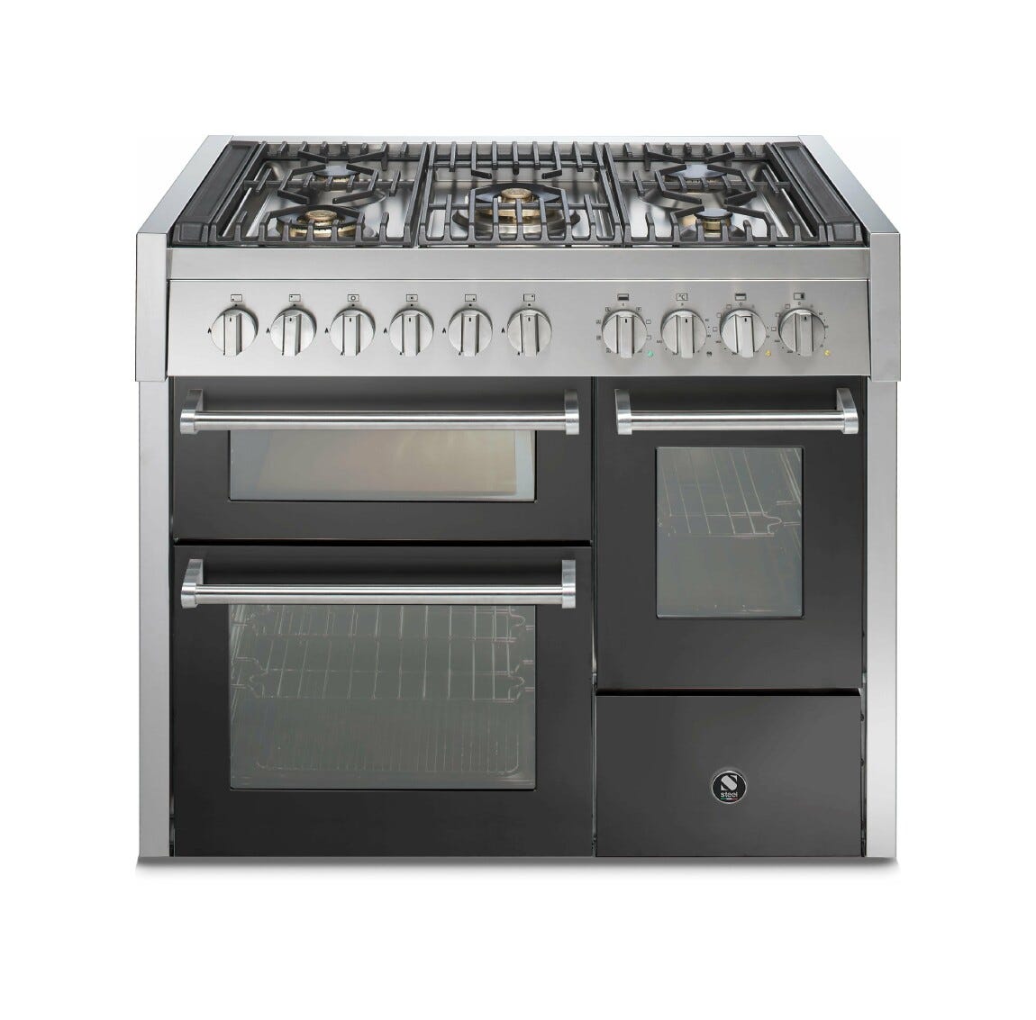Steel Genesi 100/3 GQ10SFF Genesi 100-3 Cucina da accosto 100 cm, triplo forno elettrico, acciaio inox AISI 304, 5 combinazioni piano cottura