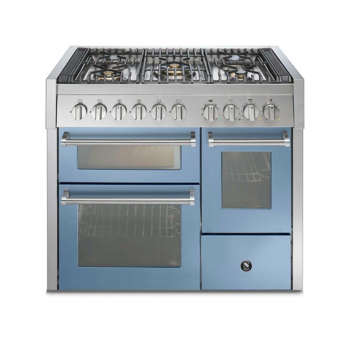Steel Genesi 100/3 GQ10SFF Genesi 100-3 Cucina da accosto 100 cm, triplo forno elettrico, acciaio inox AISI 304, 5 combinazioni piano cottura
