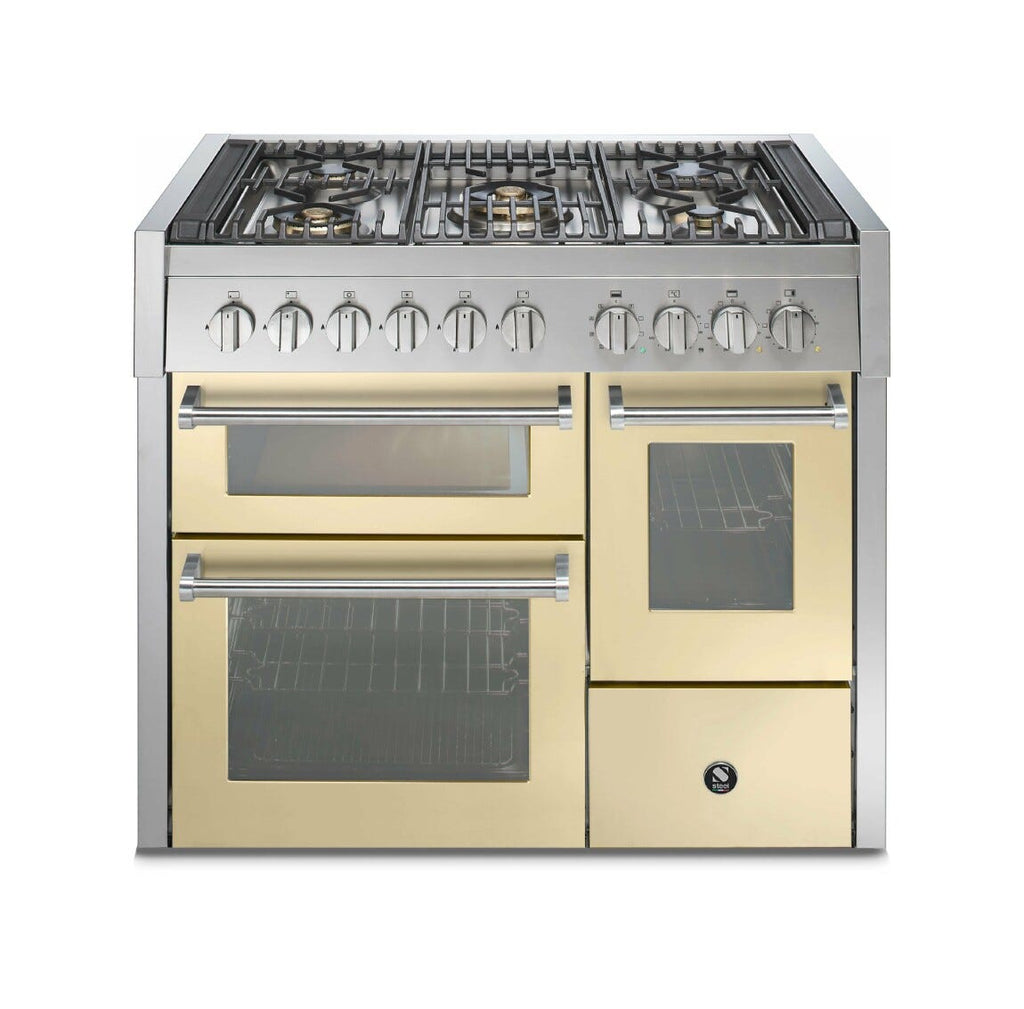 Steel Genesi 100/3 GQ10SFF Genesi 100-3 Cucina da accosto 100 cm, triplo forno elettrico, acciaio inox AISI 304, 5 combinazioni piano cottura