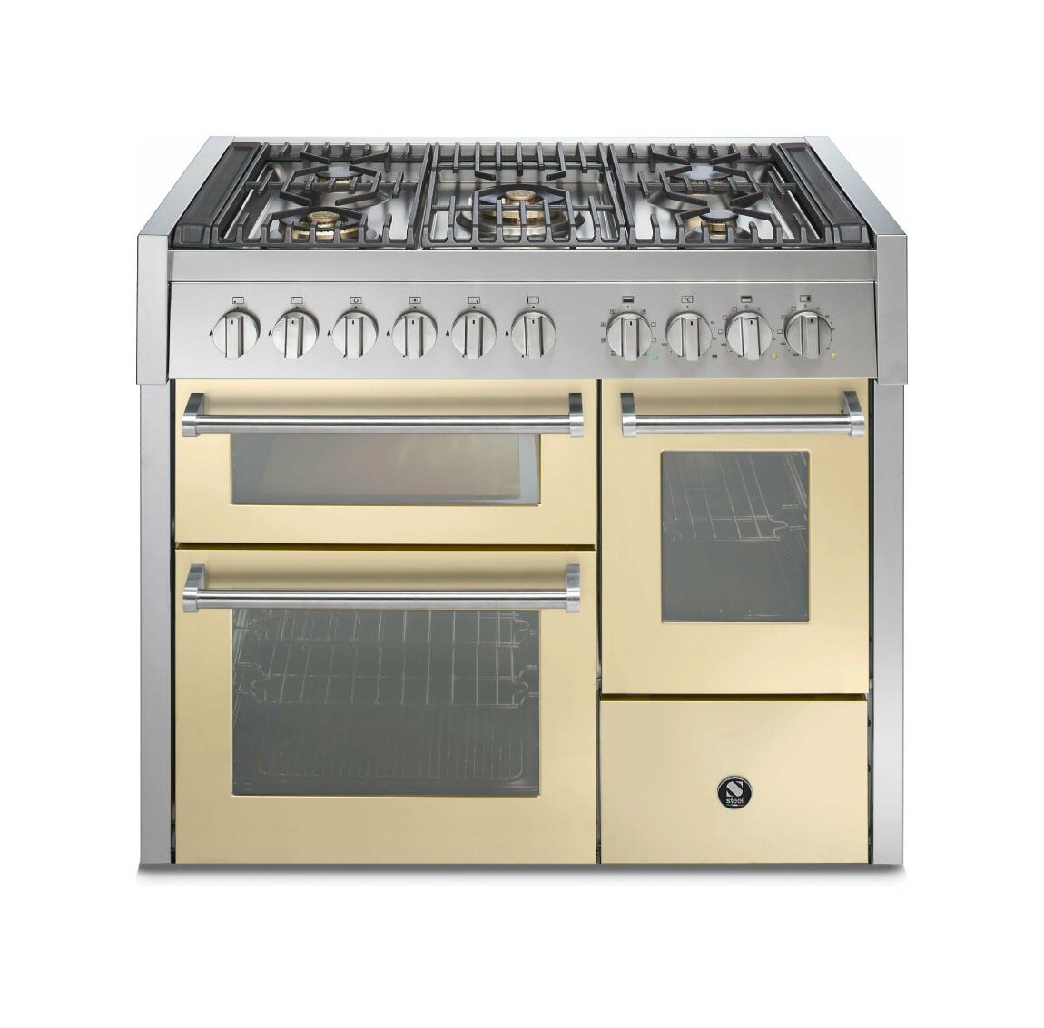 Steel Genesi 100/3 GQ10SFF Genesi 100-3 Cucina da accosto 100 cm, triplo forno elettrico, acciaio inox AISI 304, 5 combinazioni piano cottura