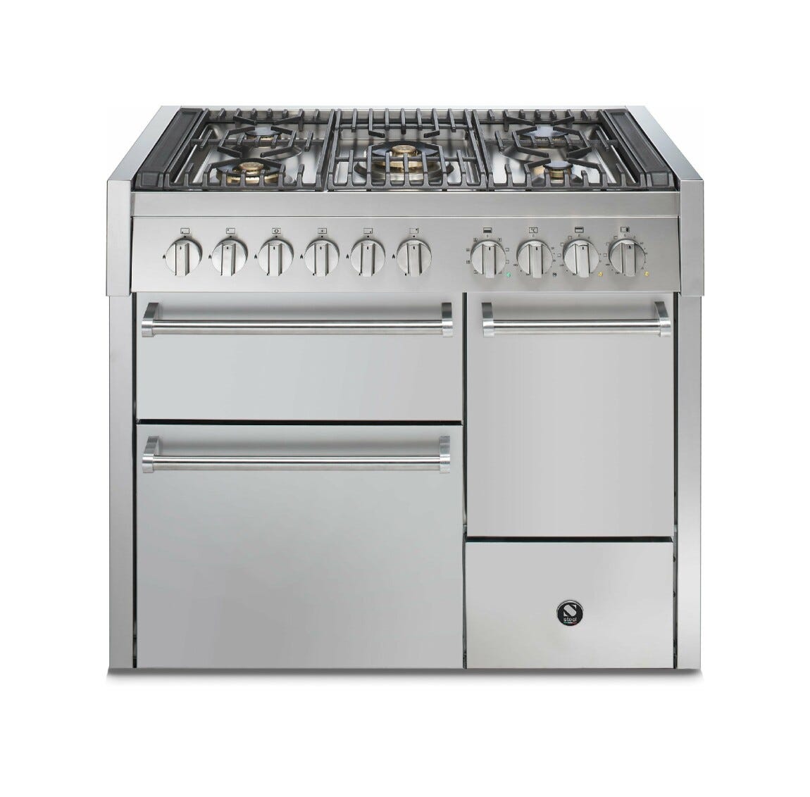 Steel Genesi 100/3 GQ10SFF-D Solid Door Cucina da accosto 100 cm, porta cieca, triplo forno elettrico, acciaio inox AISI 304, 5 combinazioni piano cottura