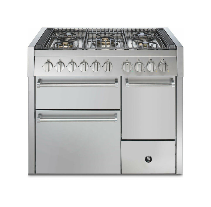 Steel Genesi 100/3 GQ10SFF-D Solid Door Cucina da accosto 100 cm, porta cieca, triplo forno elettrico, acciaio inox AISI 304, 5 combinazioni piano cottura