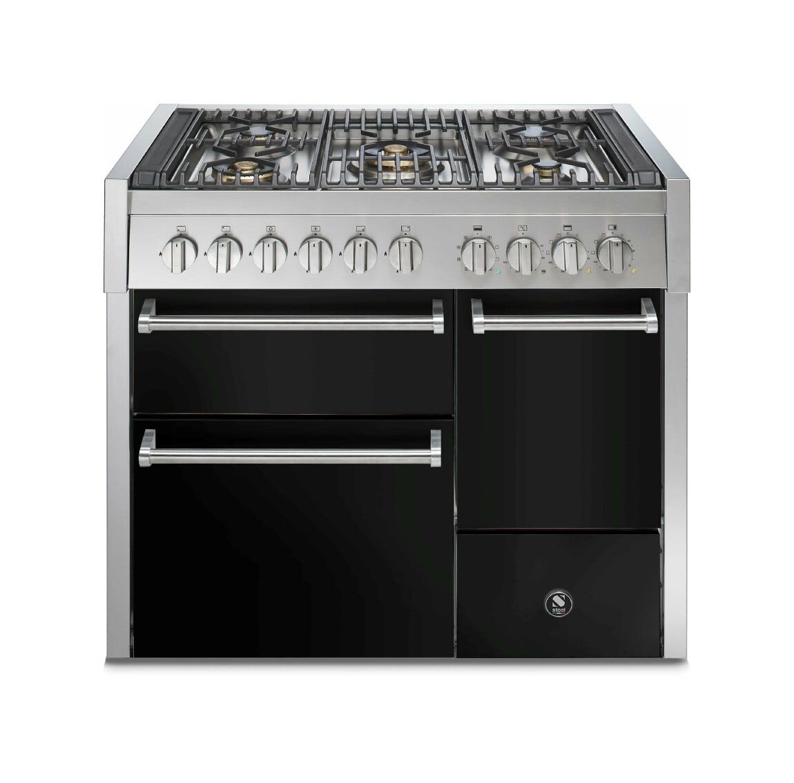 Steel Genesi 100/3 GQ10SFF-D Solid Door Cucina da accosto 100 cm, porta cieca, triplo forno elettrico, acciaio inox AISI 304, 5 combinazioni piano cottura