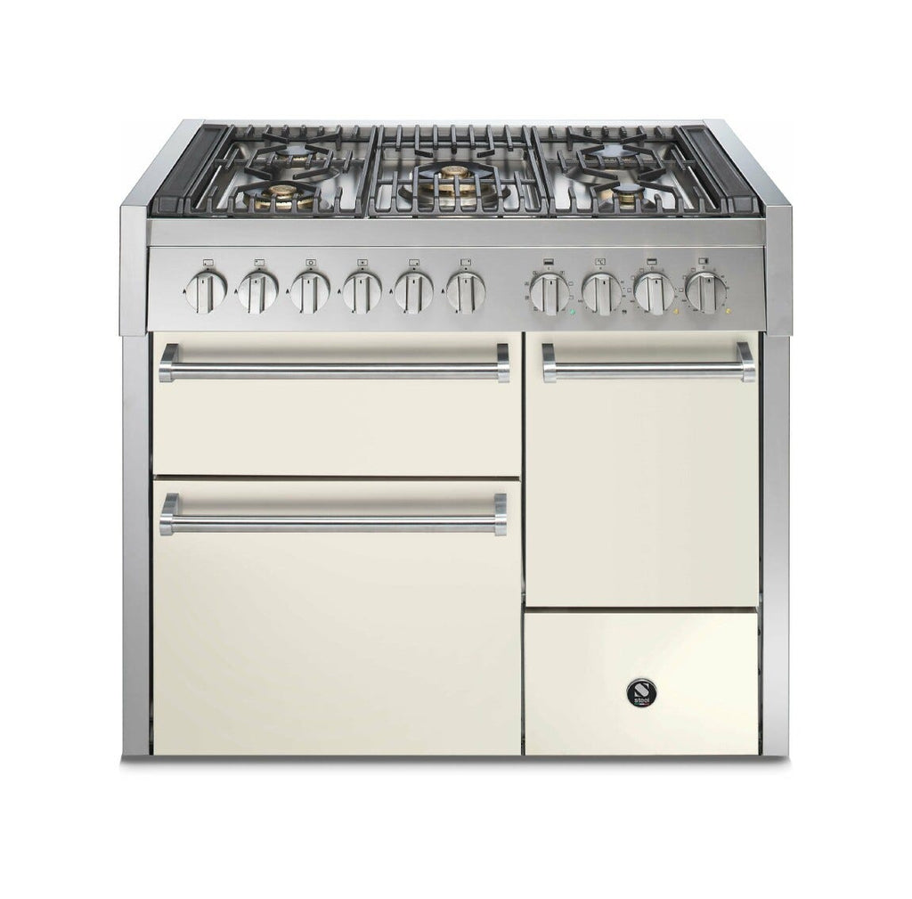 Steel Genesi 100/3 GQ10SFF-D Solid Door Cucina da accosto 100 cm, porta cieca, triplo forno elettrico, acciaio inox AISI 304, 5 combinazioni piano cottura