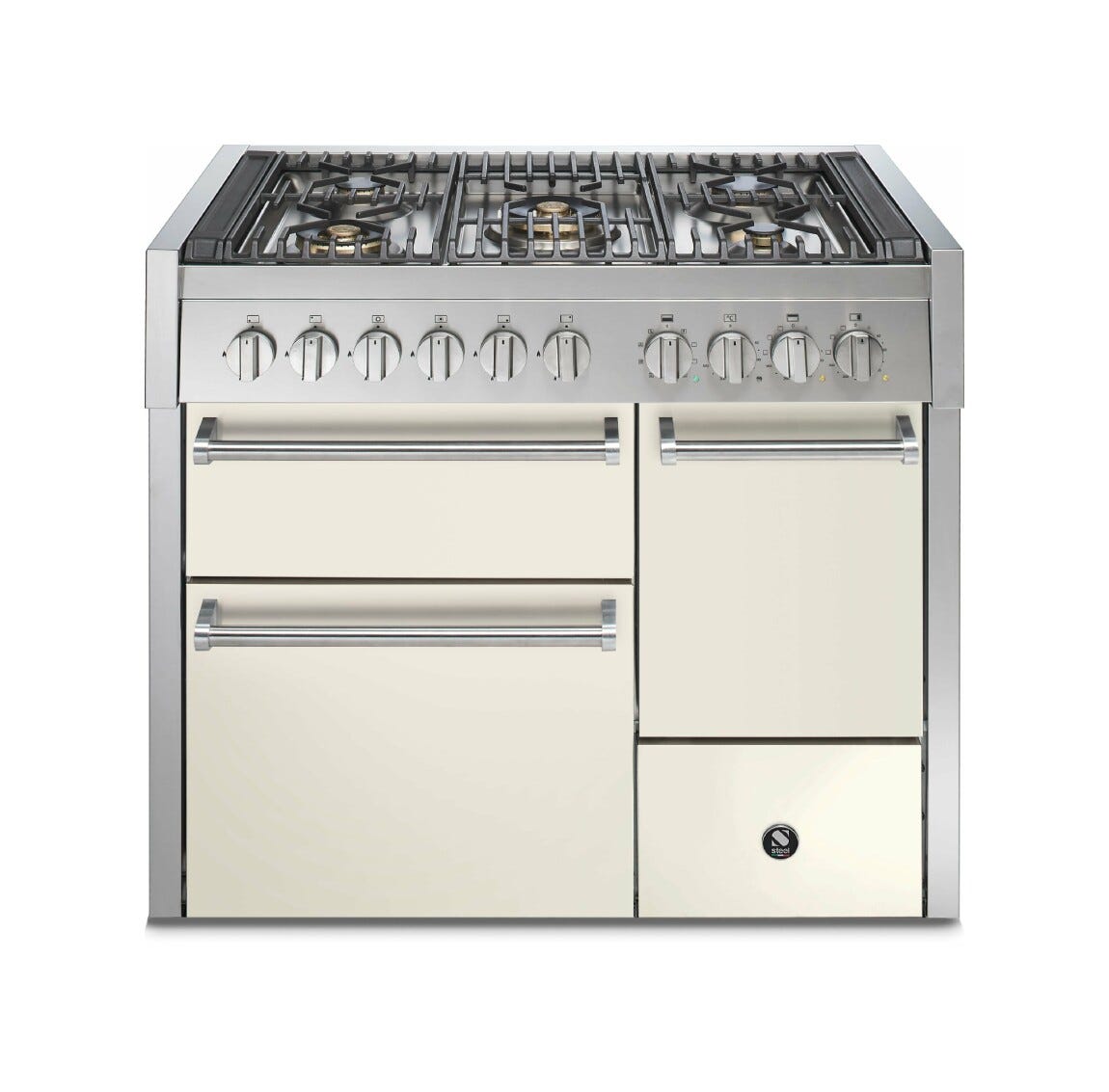 Steel Genesi 100/3 GQ10SFF-D Solid Door Cucina da accosto 100 cm, porta cieca, triplo forno elettrico, acciaio inox AISI 304, 5 combinazioni piano cottura