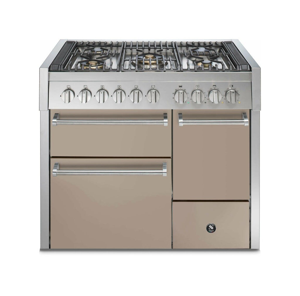 Steel Genesi 100/3 GQ10SFF-D Solid Door Cucina da accosto 100 cm, porta cieca, triplo forno elettrico, acciaio inox AISI 304, 5 combinazioni piano cottura