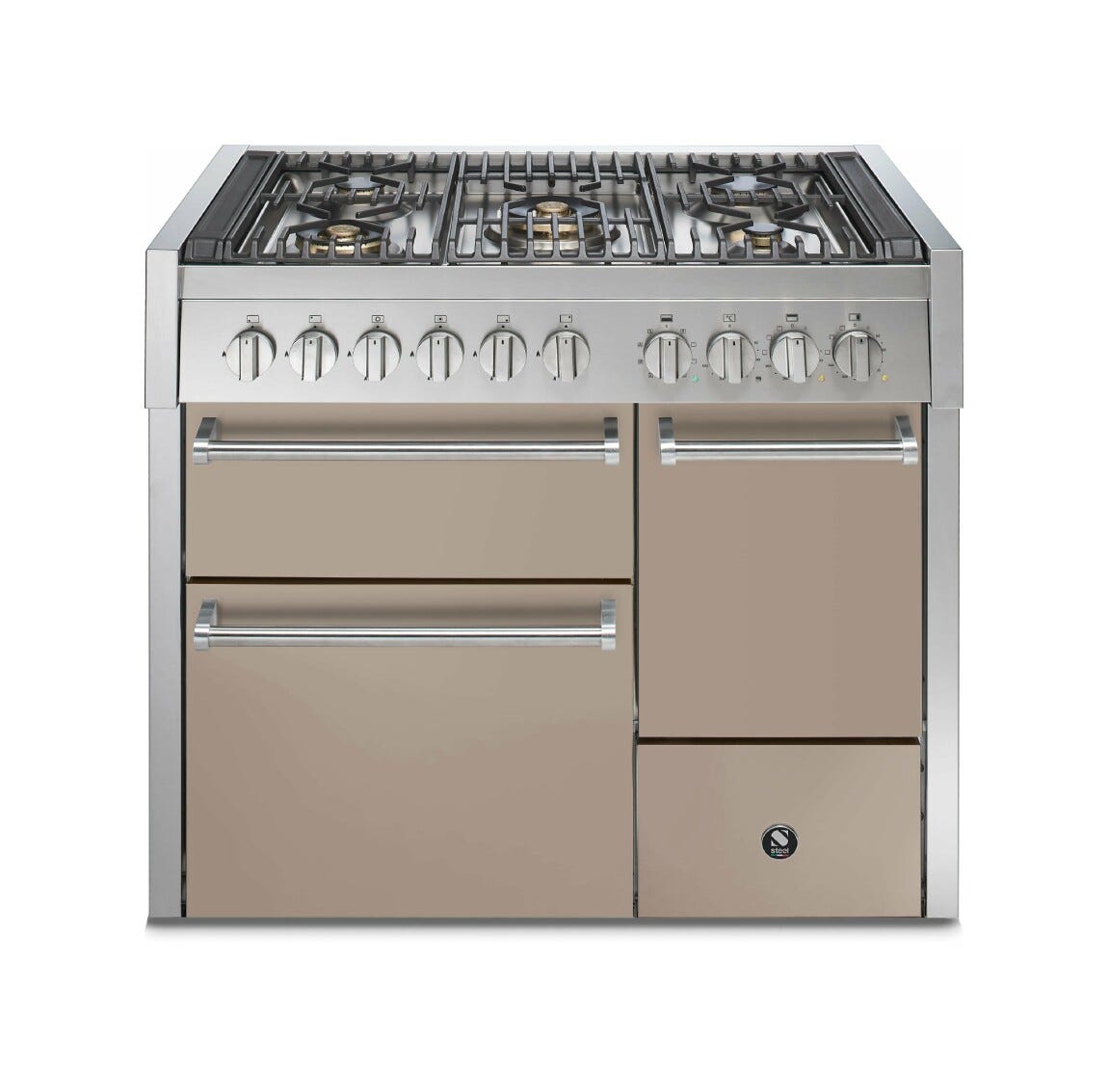Steel Genesi 100/3 GQ10SFF-D Solid Door Cucina da accosto 100 cm, porta cieca, triplo forno elettrico, acciaio inox AISI 304, 5 combinazioni piano cottura