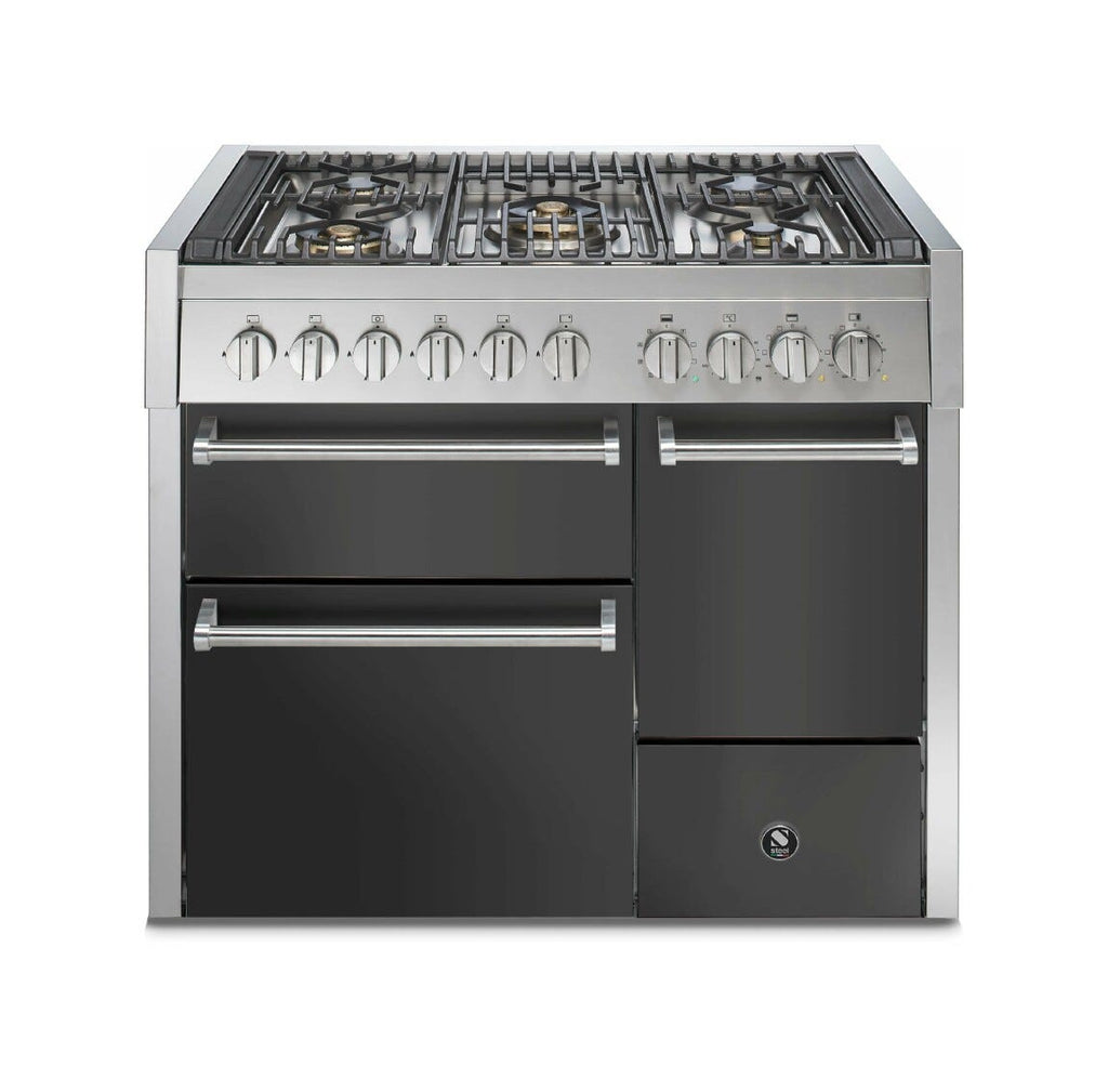Steel Genesi 100/3 GQ10SFF-D Solid Door Cucina da accosto 100 cm, porta cieca, triplo forno elettrico, acciaio inox AISI 304, 5 combinazioni piano cottura